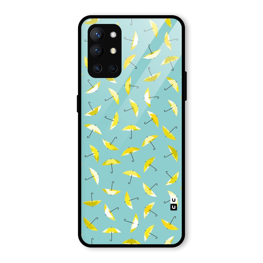 Yellow Umbrella Pattern Glass Back Case for OnePlus 9R