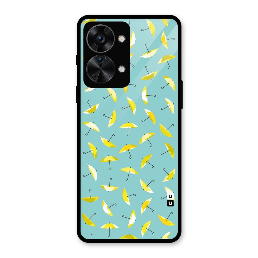 Yellow Umbrella Pattern Glass Back Case for OnePlus Nord 2T