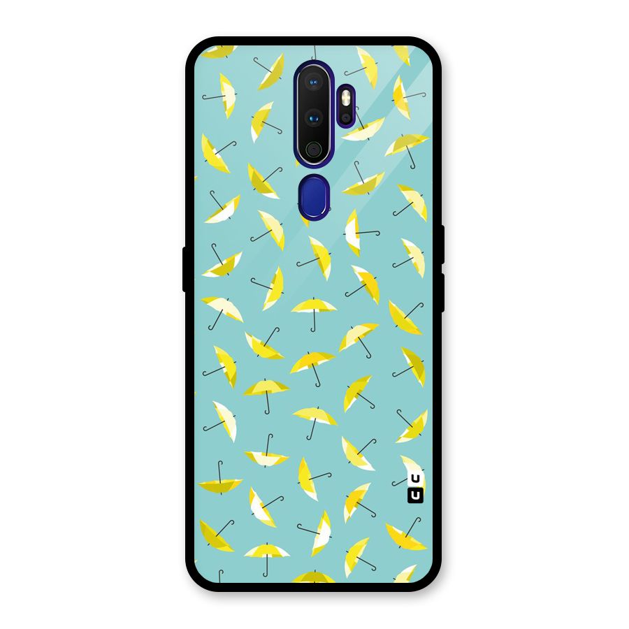 Yellow Umbrella Pattern Glass Back Case for Oppo A9 (2020)