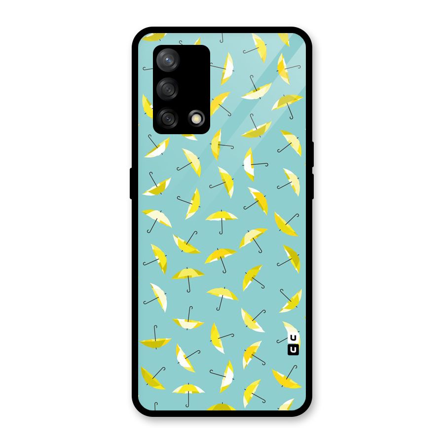 Yellow Umbrella Pattern Glass Back Case for Oppo F19