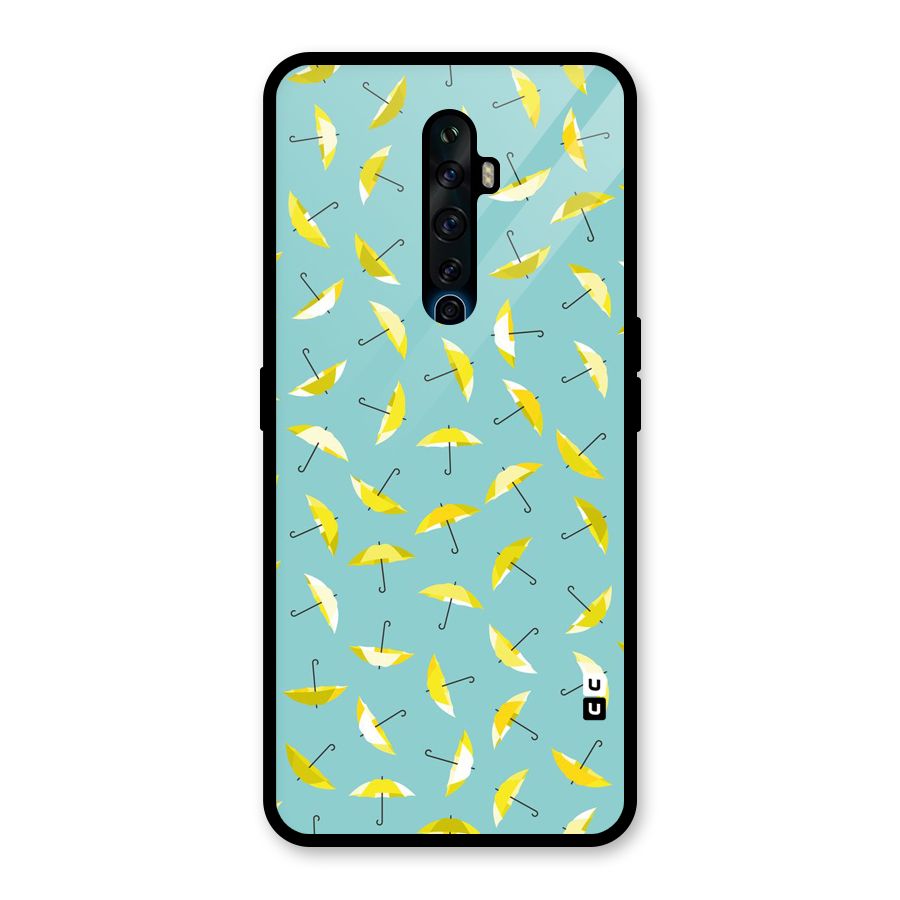 Yellow Umbrella Pattern Glass Back Case for Oppo Reno2 Z