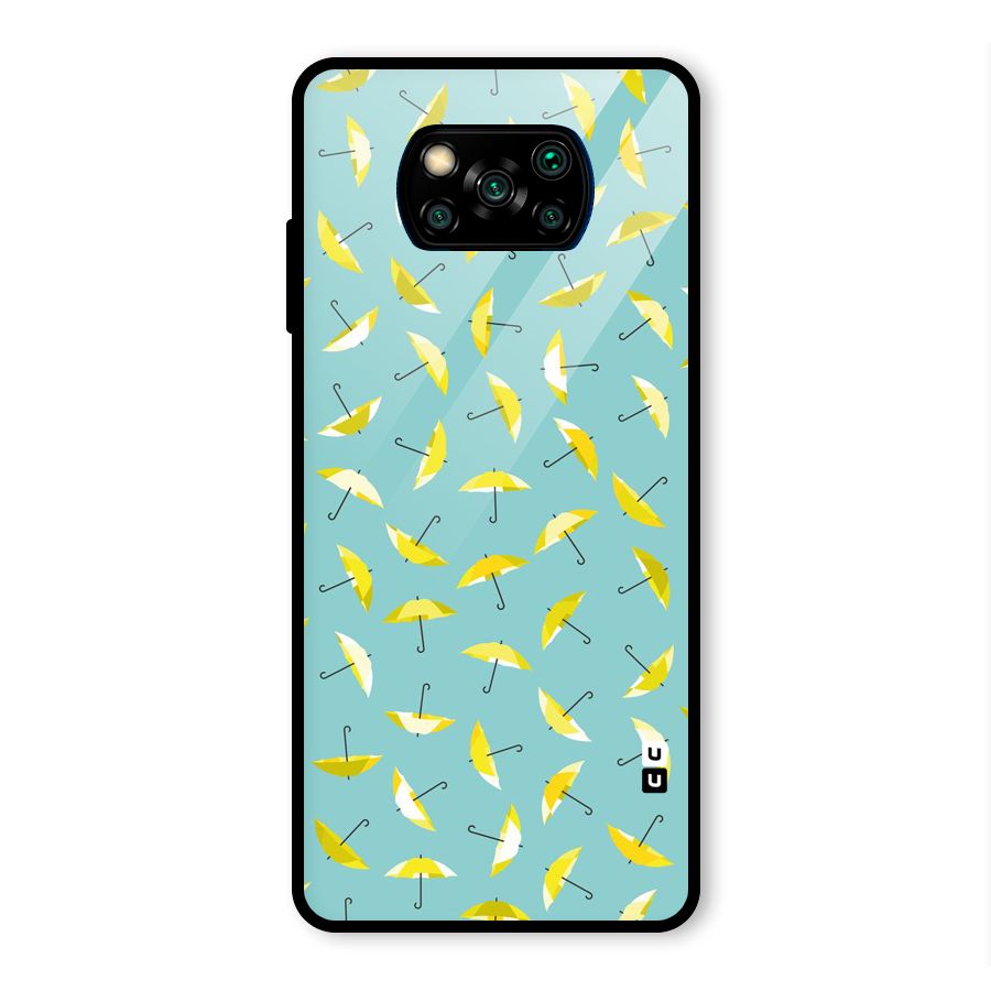 Yellow Umbrella Pattern Glass Back Case for Poco X3 Pro