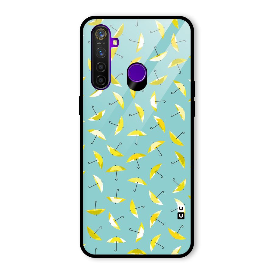Yellow Umbrella Pattern Glass Back Case for Realme 5 Pro