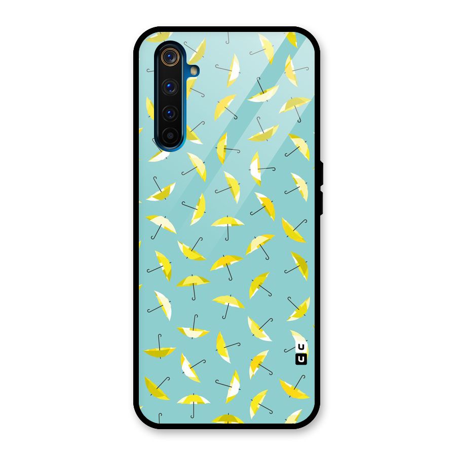 Yellow Umbrella Pattern Glass Back Case for Realme 6 Pro