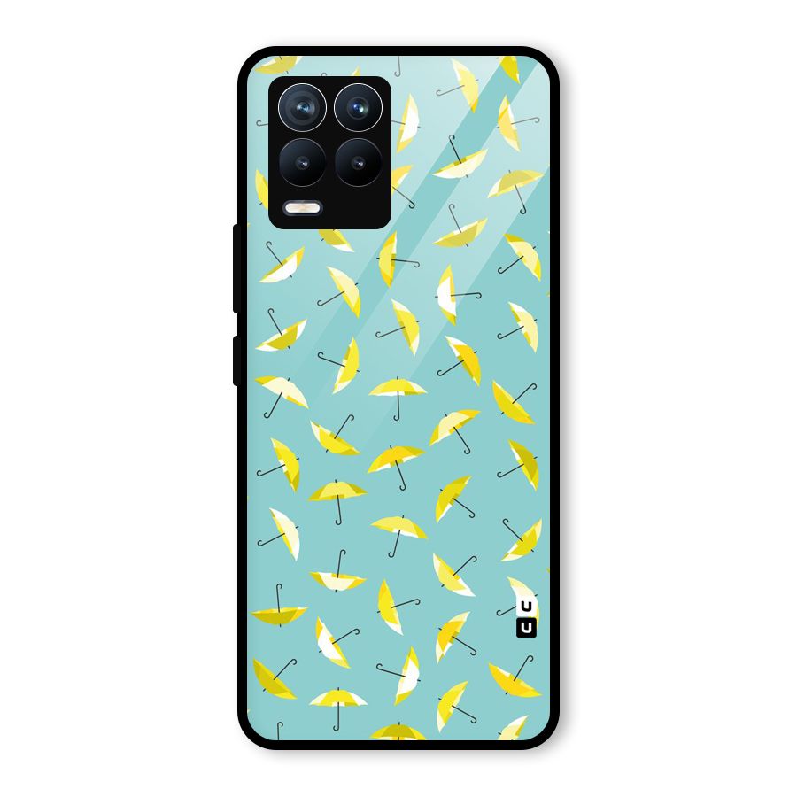 Yellow Umbrella Pattern Glass Back Case for Realme 8 Pro