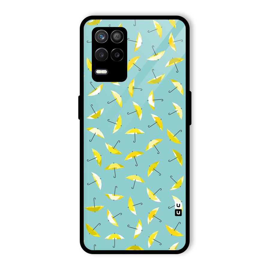 Yellow Umbrella Pattern Glass Back Case for Realme 9 5G