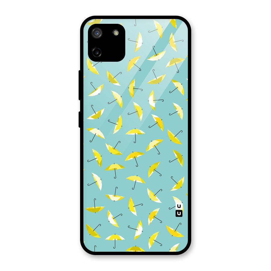 Yellow Umbrella Pattern Glass Back Case for Realme C11