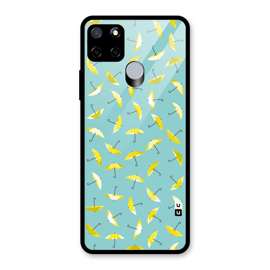Yellow Umbrella Pattern Glass Back Case for Realme C12