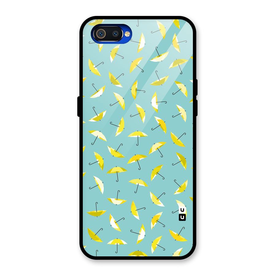 Yellow Umbrella Pattern Glass Back Case for Realme C2