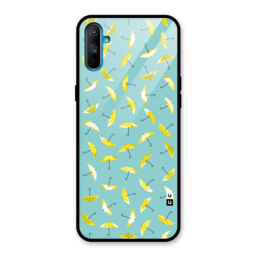 Yellow Umbrella Pattern Glass Back Case for Realme C3