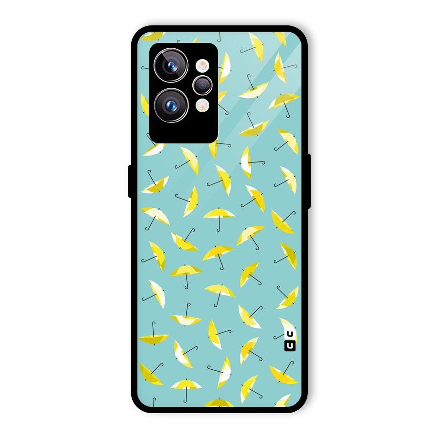 Yellow Umbrella Pattern Glass Back Case for Realme GT2 Pro