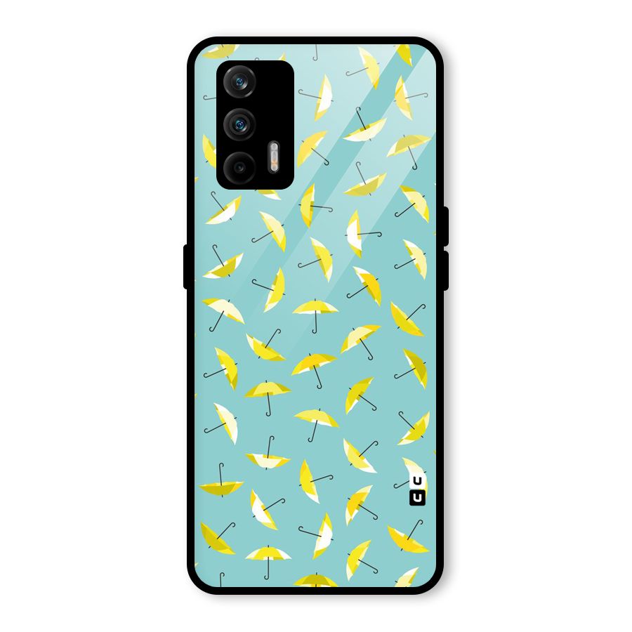 Yellow Umbrella Pattern Glass Back Case for Realme GT 5G