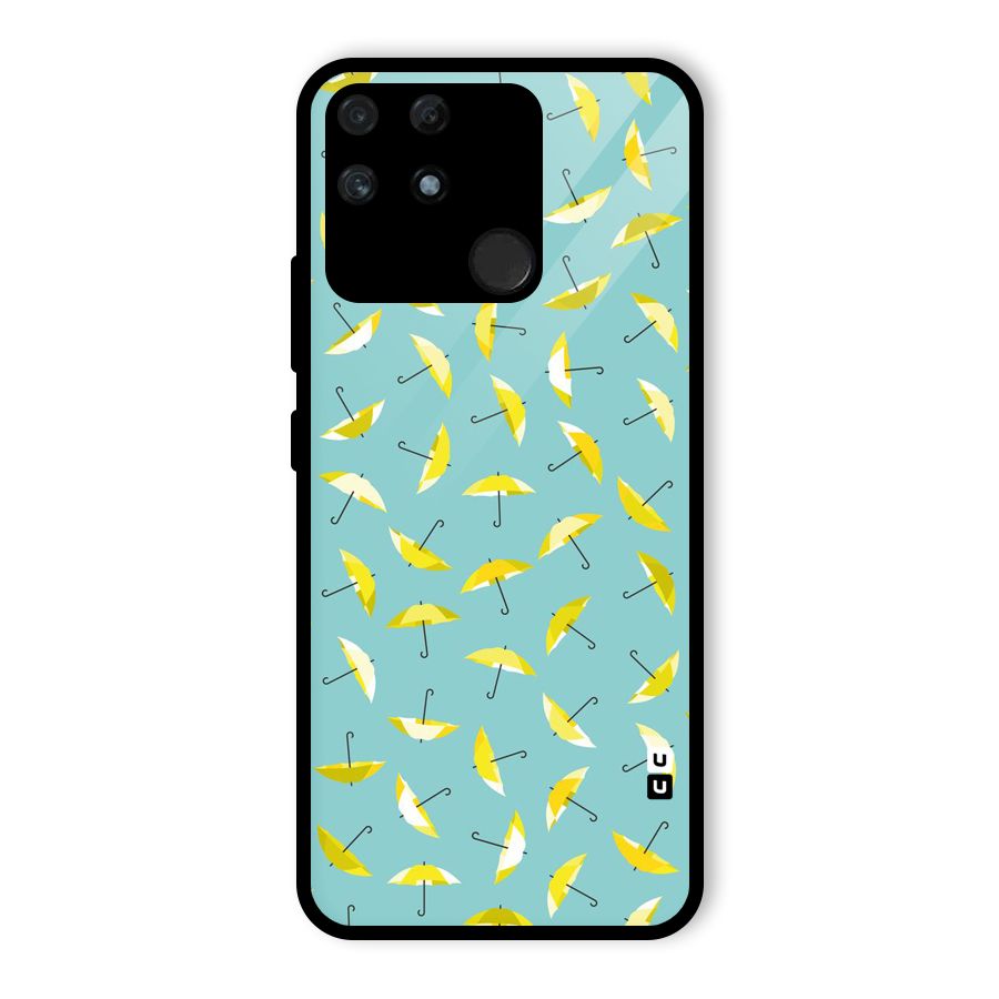 Yellow Umbrella Pattern Glass Back Case for Realme Narzo 50A