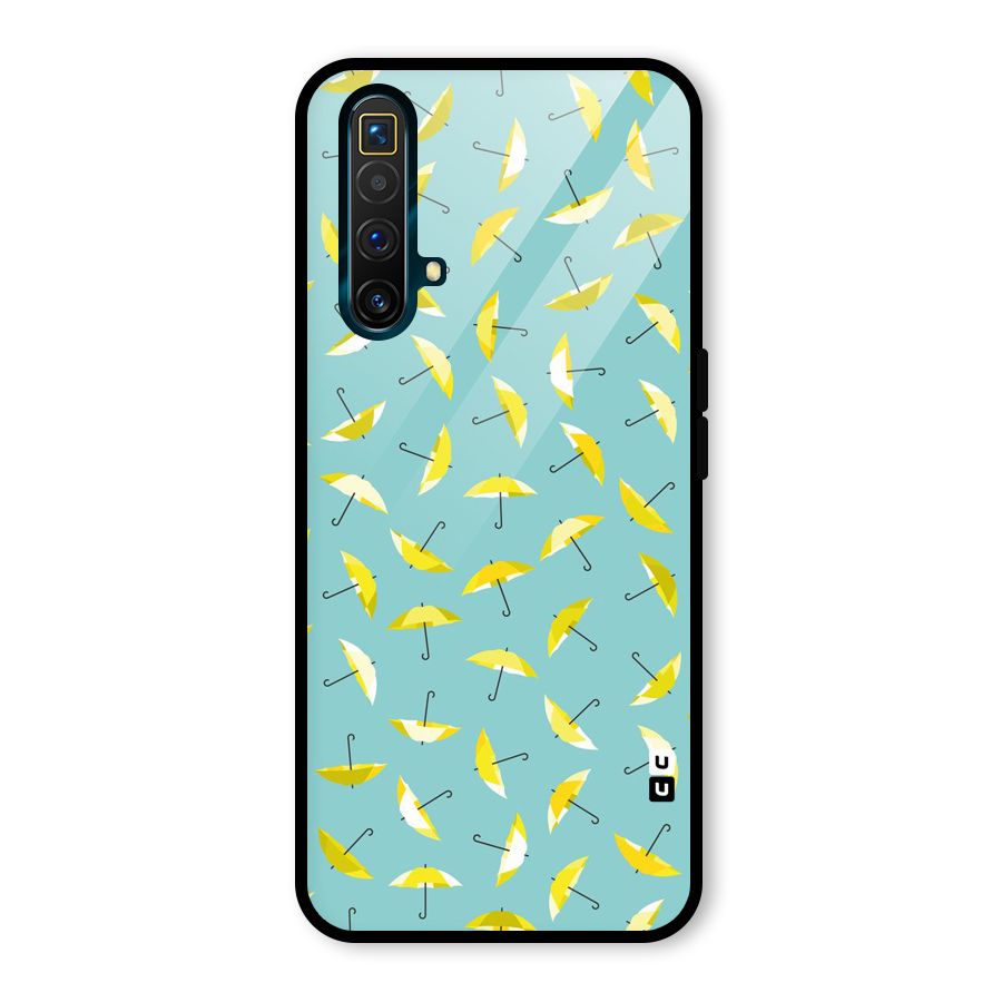 Yellow Umbrella Pattern Glass Back Case for Realme X3 SuperZoom