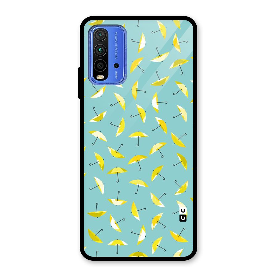 Yellow Umbrella Pattern Glass Back Case for Redmi 9 Power