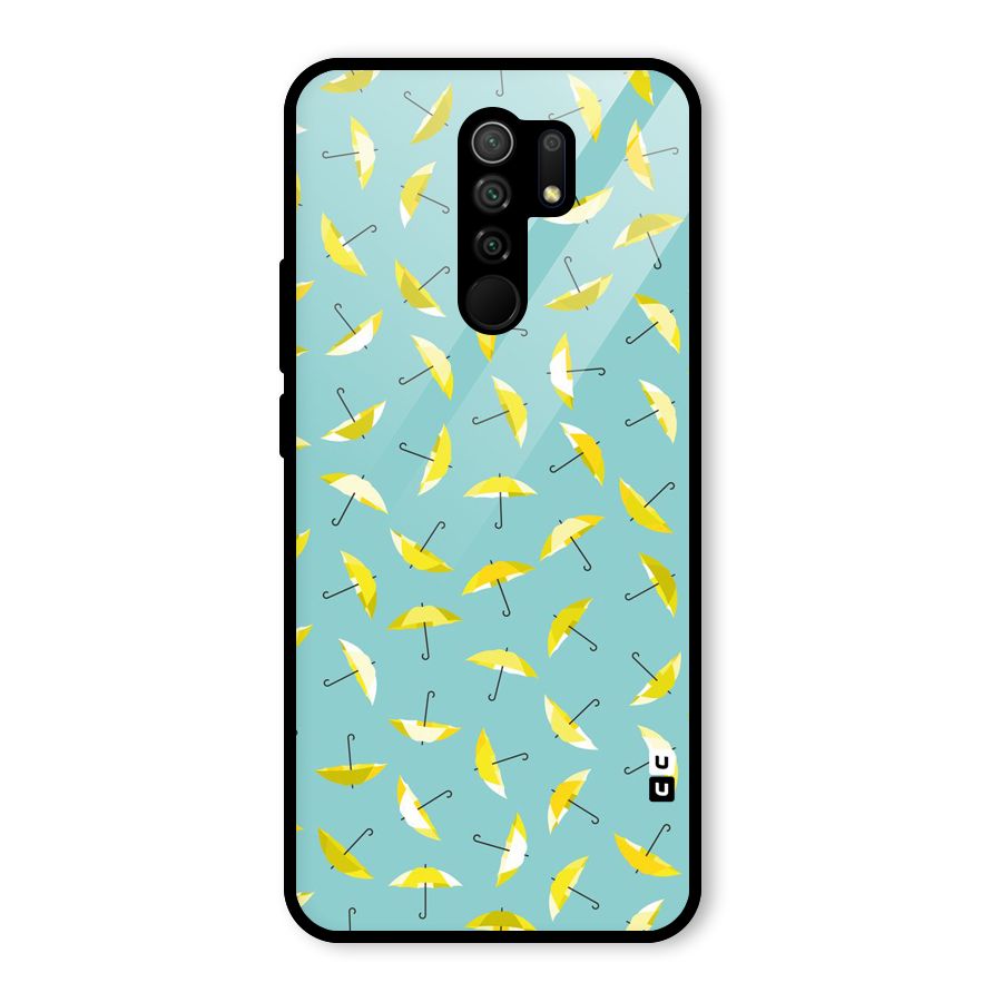 Yellow Umbrella Pattern Glass Back Case for Redmi 9 Prime