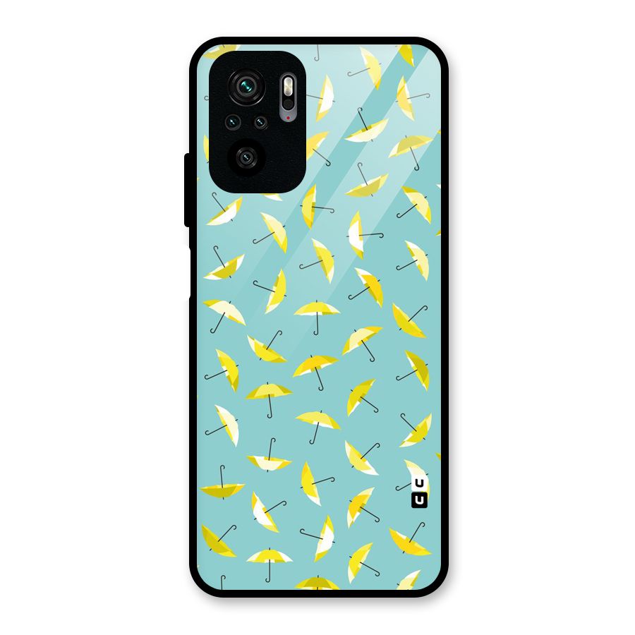 Yellow Umbrella Pattern Glass Back Case for Redmi Note 10
