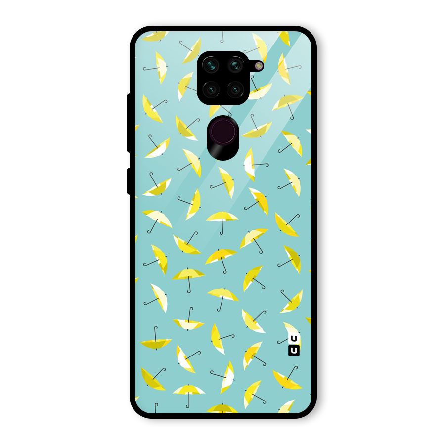 Yellow Umbrella Pattern Glass Back Case for Redmi Note 9