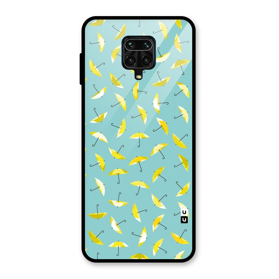 Yellow Umbrella Pattern Glass Back Case for Redmi Note 9 Pro