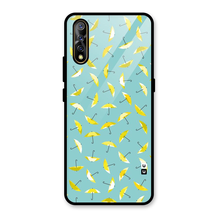 Yellow Umbrella Pattern Glass Back Case for Vivo S1