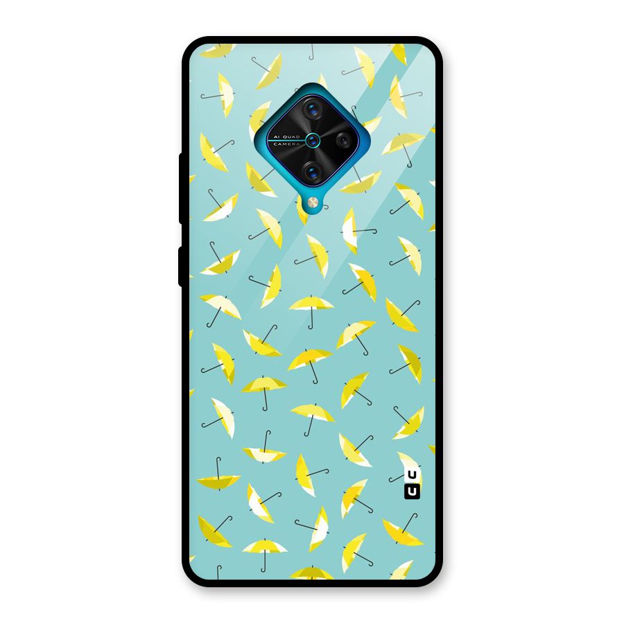 Yellow Umbrella Pattern Glass Back Case for Vivo S1 Pro