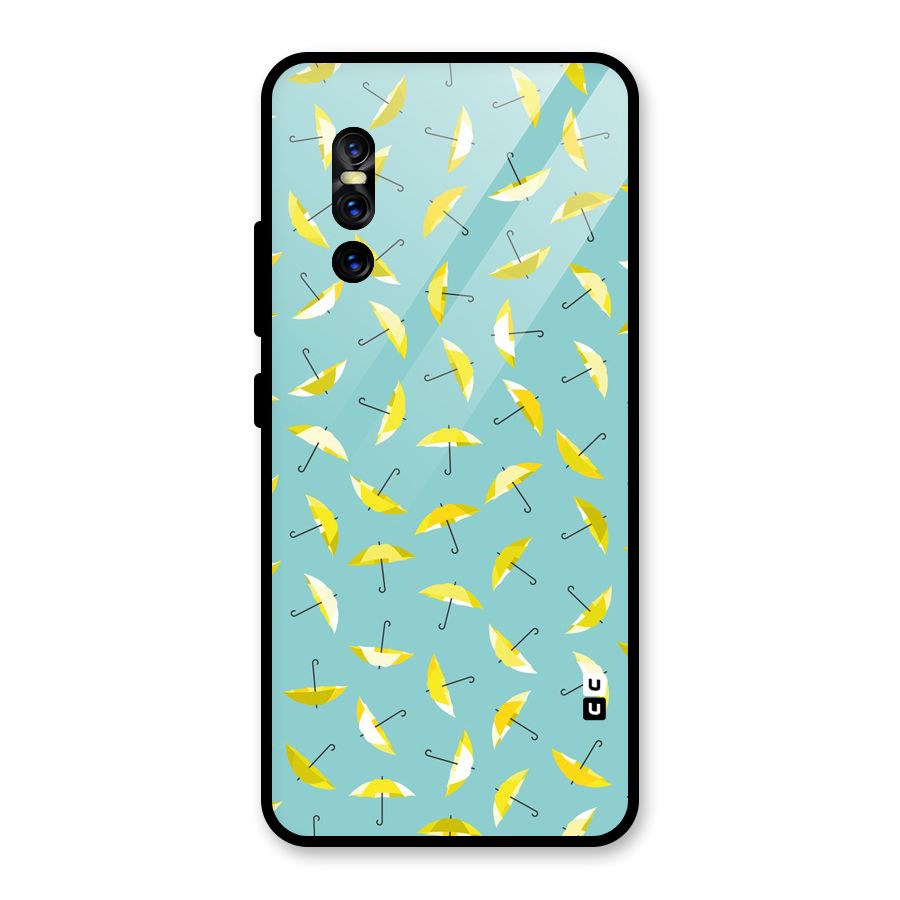 Yellow Umbrella Pattern Glass Back Case for Vivo V15 Pro