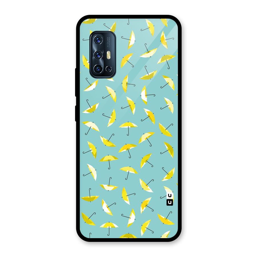 Yellow Umbrella Pattern Glass Back Case for Vivo V17