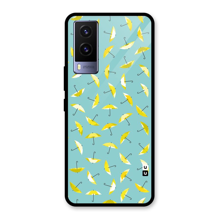 Yellow Umbrella Pattern Glass Back Case for Vivo V21e 5G