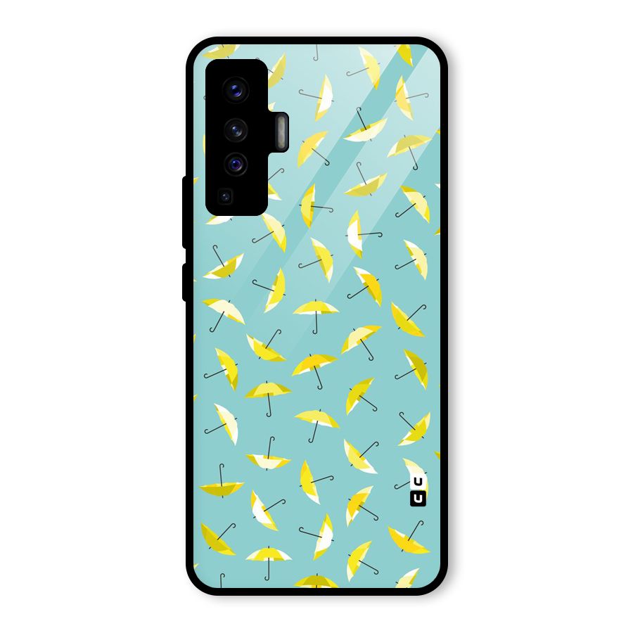 Yellow Umbrella Pattern Glass Back Case for Vivo X50