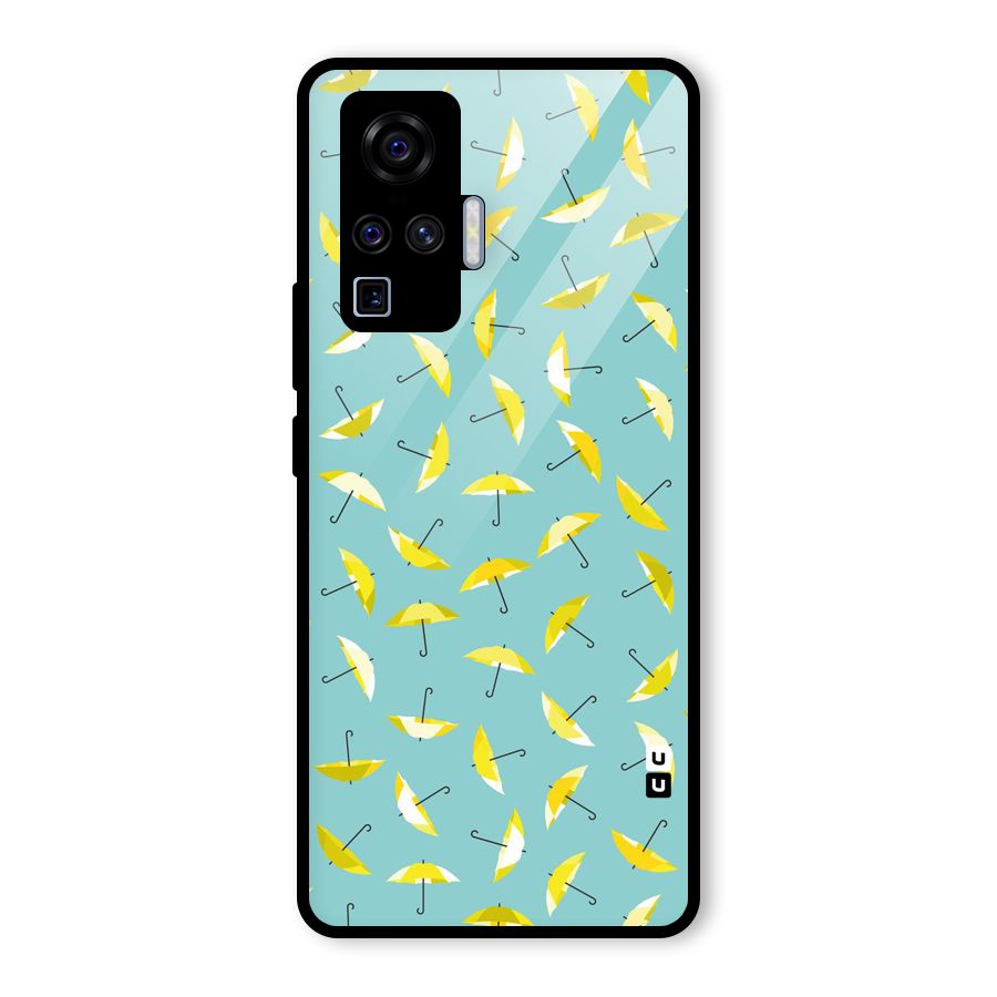 Yellow Umbrella Pattern Glass Back Case for Vivo X50 Pro