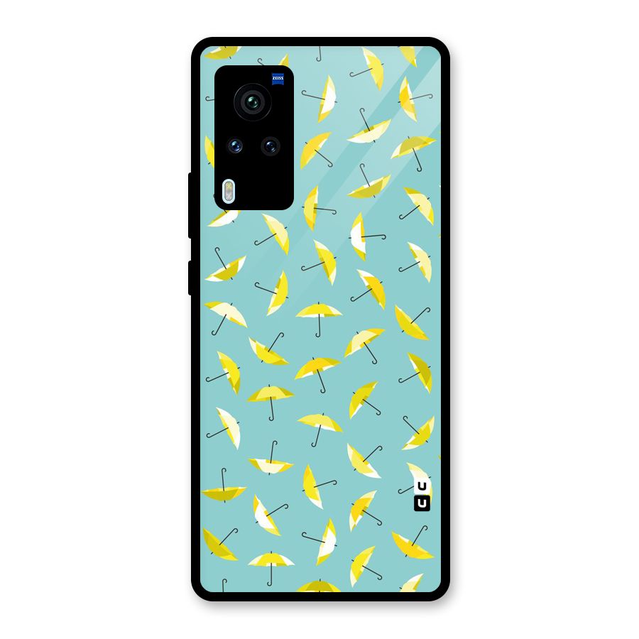 Yellow Umbrella Pattern Glass Back Case for Vivo X60 Pro