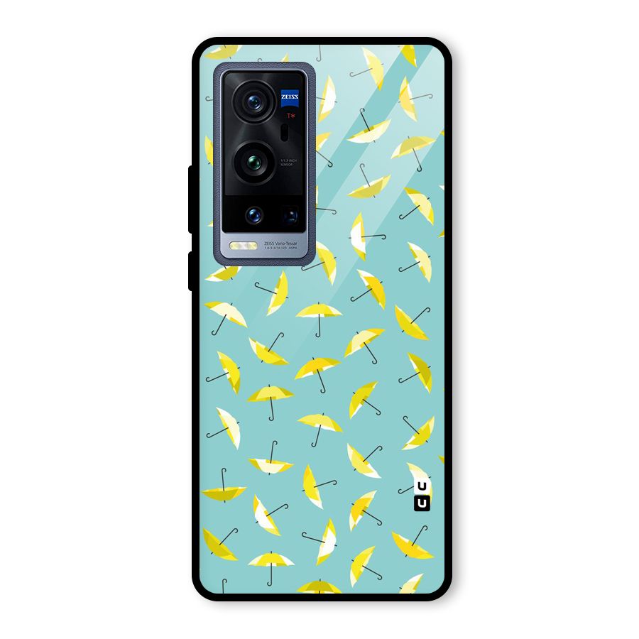 Yellow Umbrella Pattern Glass Back Case for Vivo X60 Pro Plus