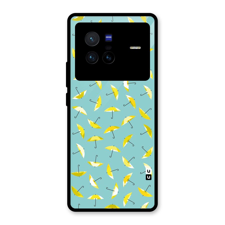 Yellow Umbrella Pattern Glass Back Case for Vivo X80