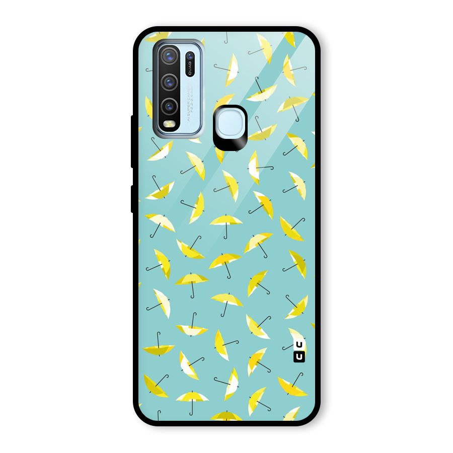 Yellow Umbrella Pattern Glass Back Case for Vivo Y50