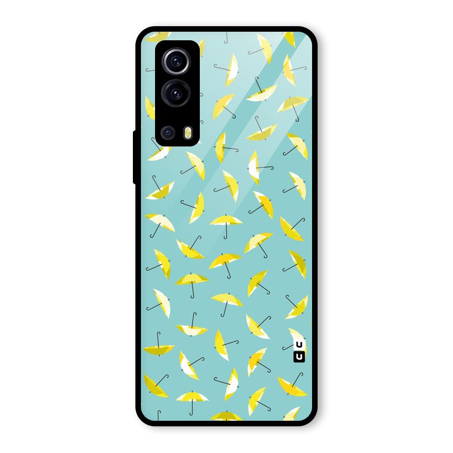 Yellow Umbrella Pattern Glass Back Case for Vivo iQOO Z3