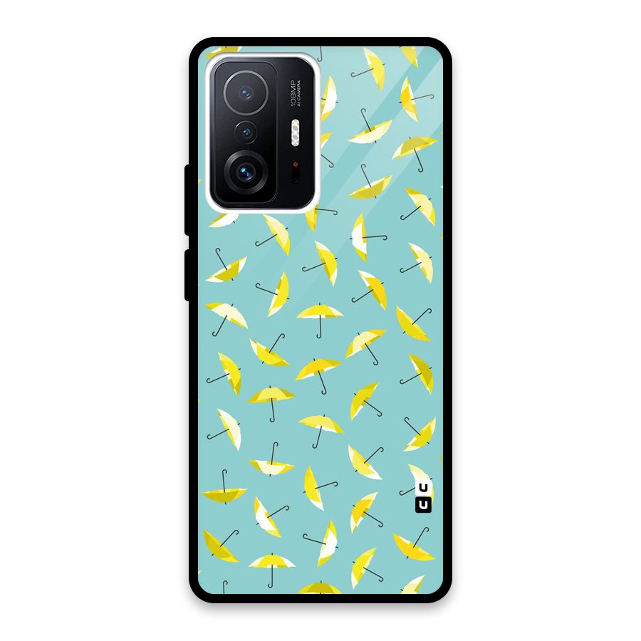 Yellow Umbrella Pattern Glass Back Case for Xiaomi 11T Pro