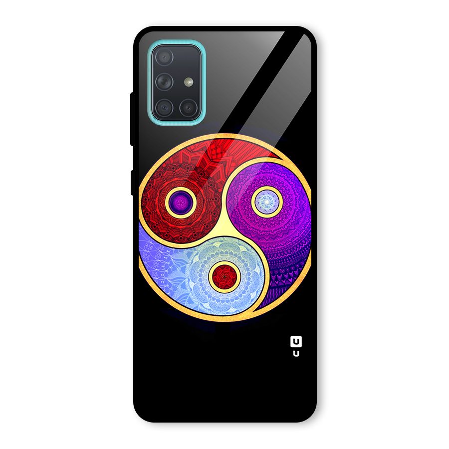 Yin Yang Mandala Design Glass Back Case for Galaxy A71