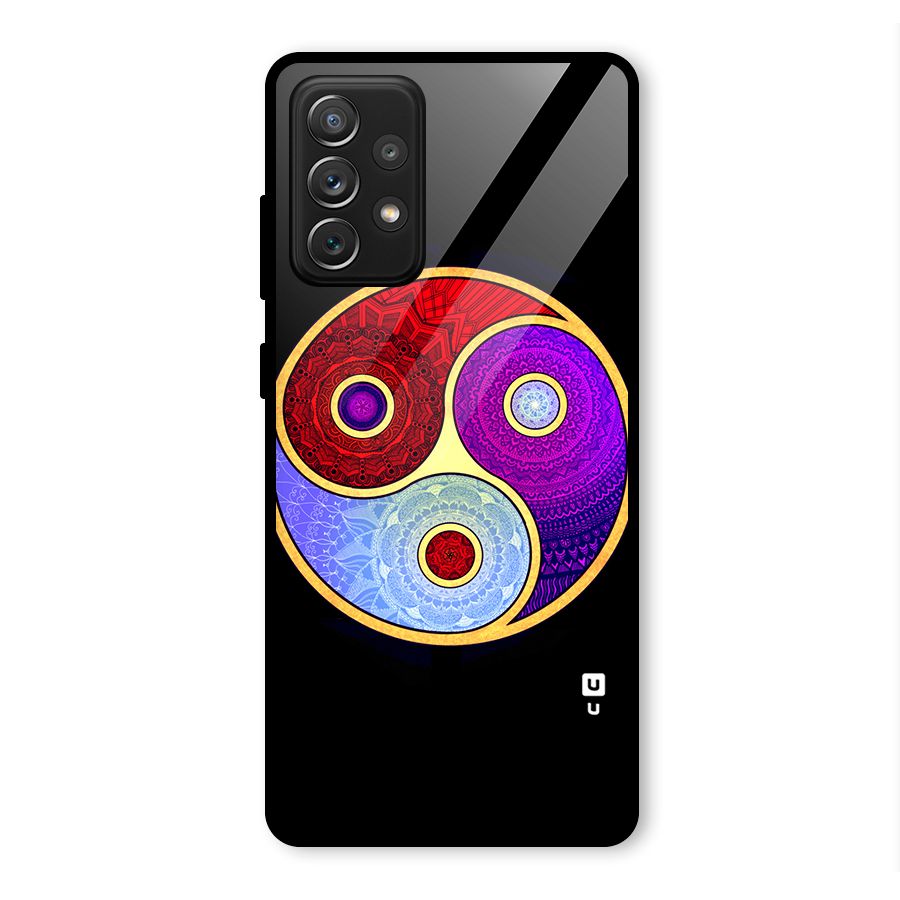 Yin Yang Mandala Design Glass Back Case for Galaxy A72