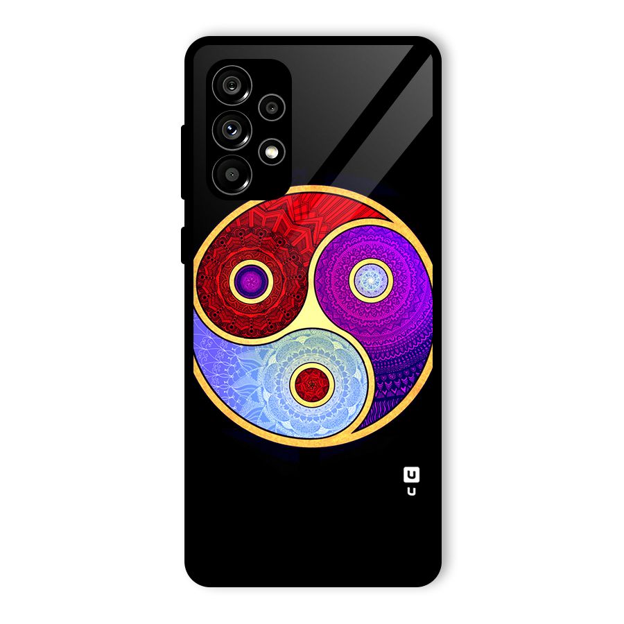 Yin Yang Mandala Design Glass Back Case for Galaxy A73 5G
