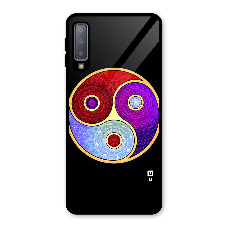 Yin Yang Mandala Design Glass Back Case for Galaxy A7 (2018)
