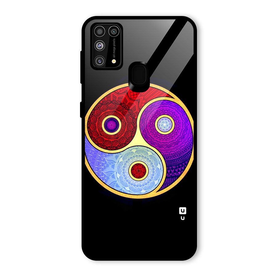 Yin Yang Mandala Design Glass Back Case for Galaxy F41