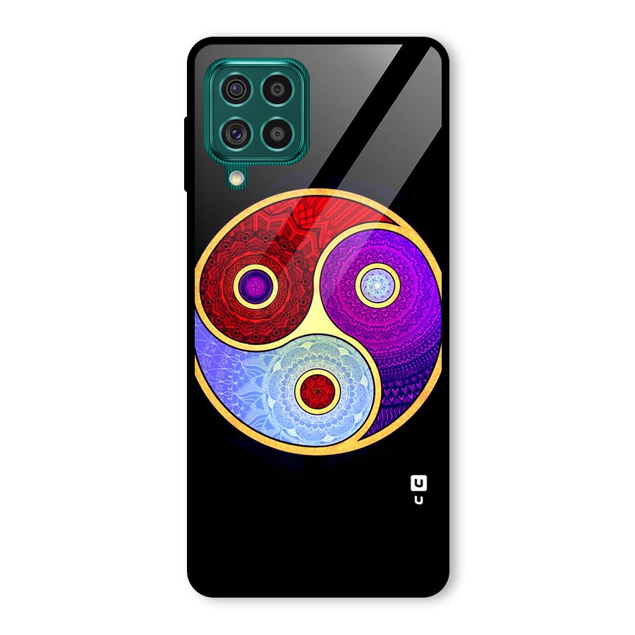 Yin Yang Mandala Design Glass Back Case for Galaxy F62