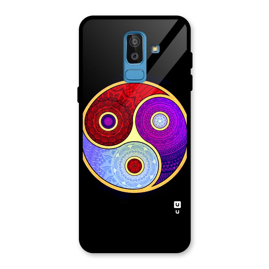 Yin Yang Mandala Design Glass Back Case for Galaxy J8