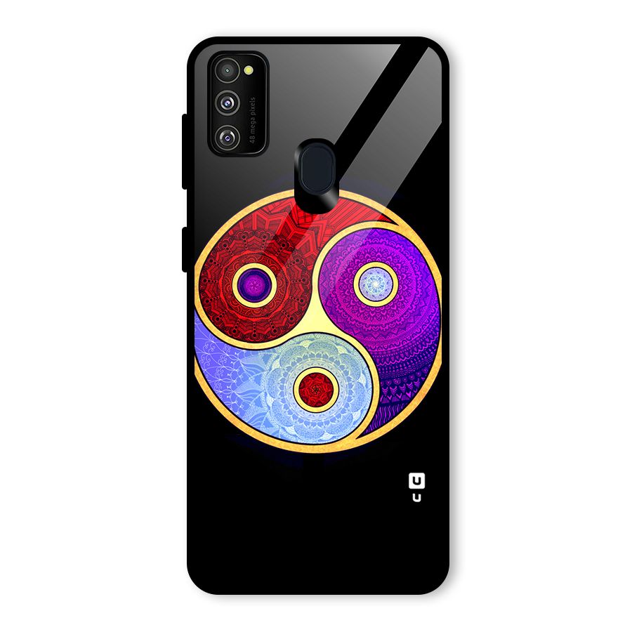 Yin Yang Mandala Design Glass Back Case for Galaxy M30s