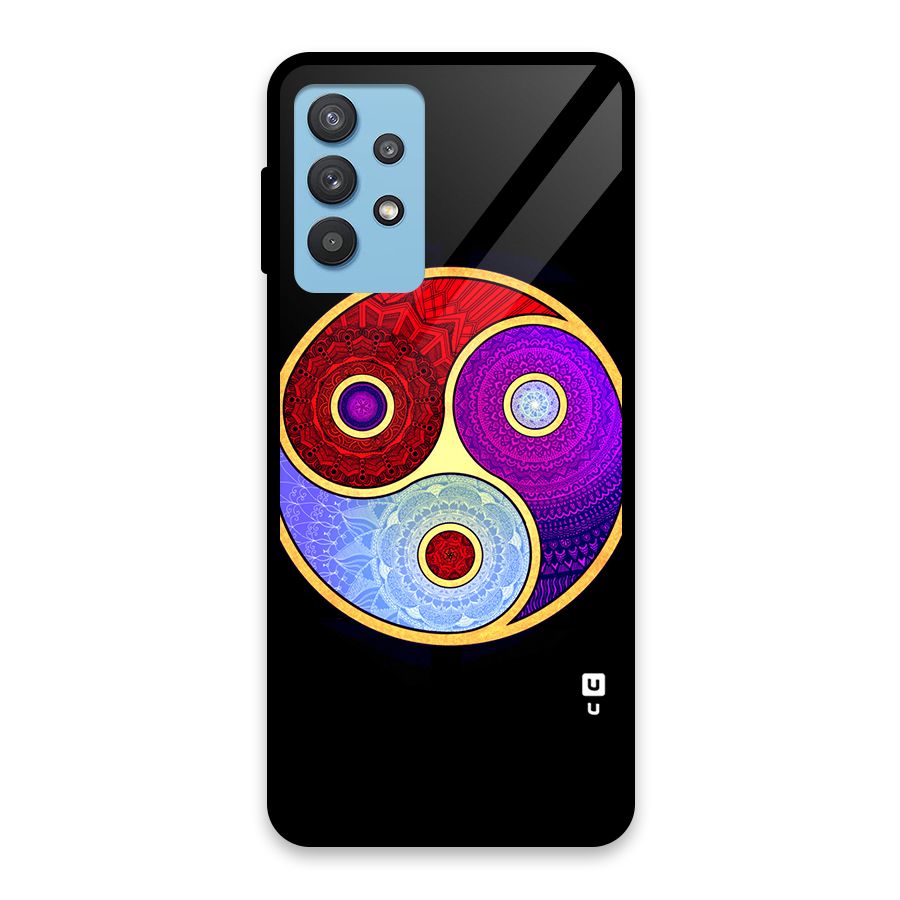 Yin Yang Mandala Design Glass Back Case for Galaxy M32 5G