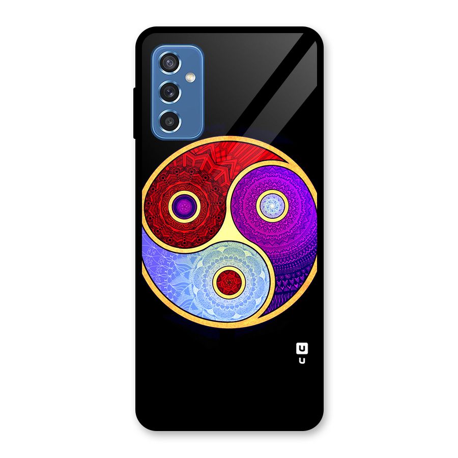 Yin Yang Mandala Design Glass Back Case for Galaxy M52 5G