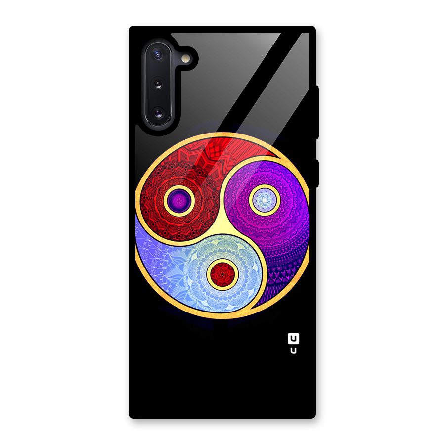 Yin Yang Mandala Design Glass Back Case for Galaxy Note 10