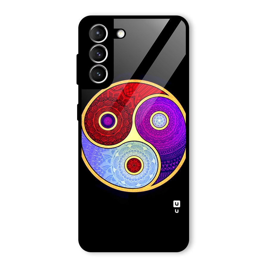 Yin Yang Mandala Design Glass Back Case for Galaxy S21 5G