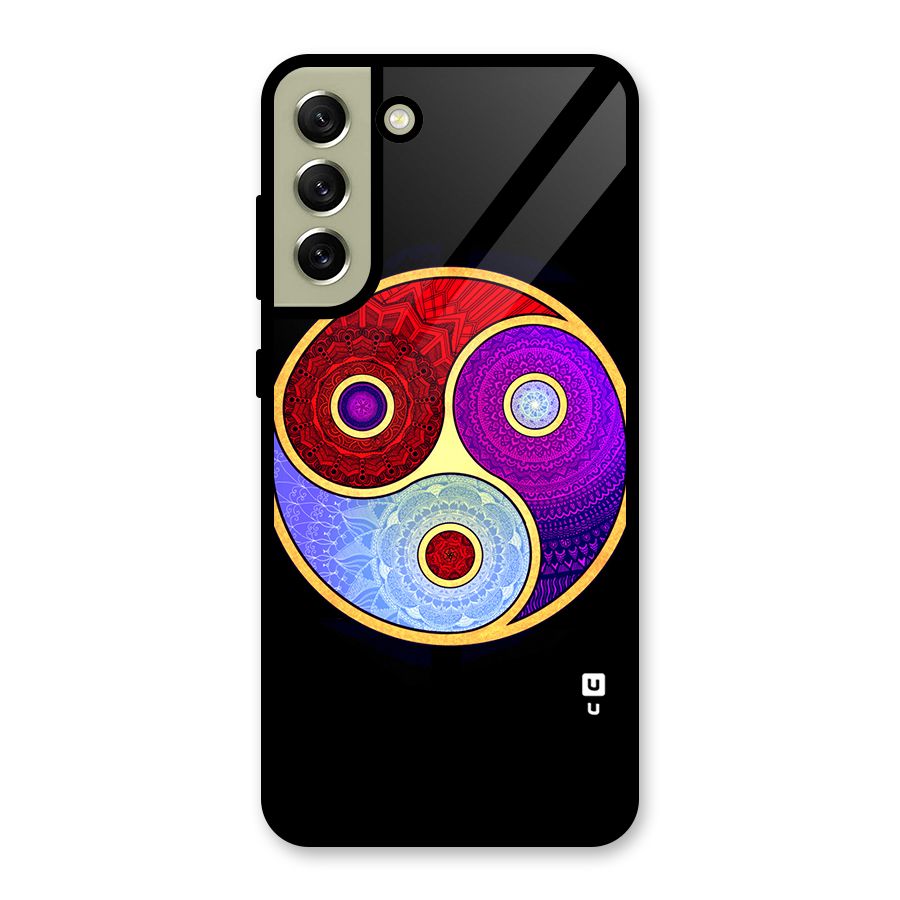 Yin Yang Mandala Design Glass Back Case for Galaxy S21 FE 5G