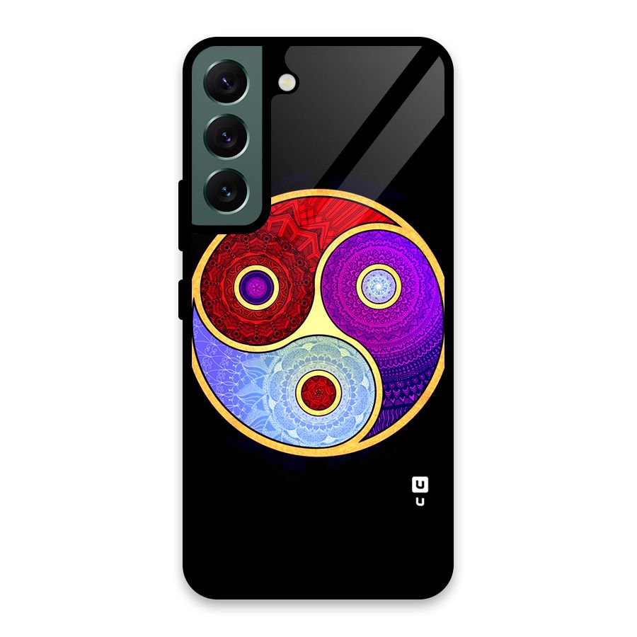 Yin Yang Mandala Design Glass Back Case for Galaxy S22 5G